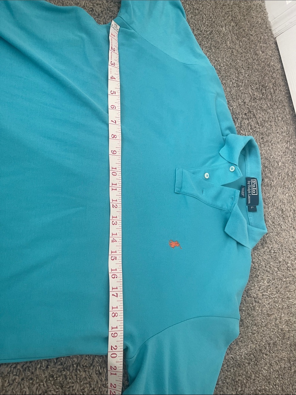 Men’s Ralph Lauren Men's Turquoise Polo with Orange Pony - Picture 3 of 8